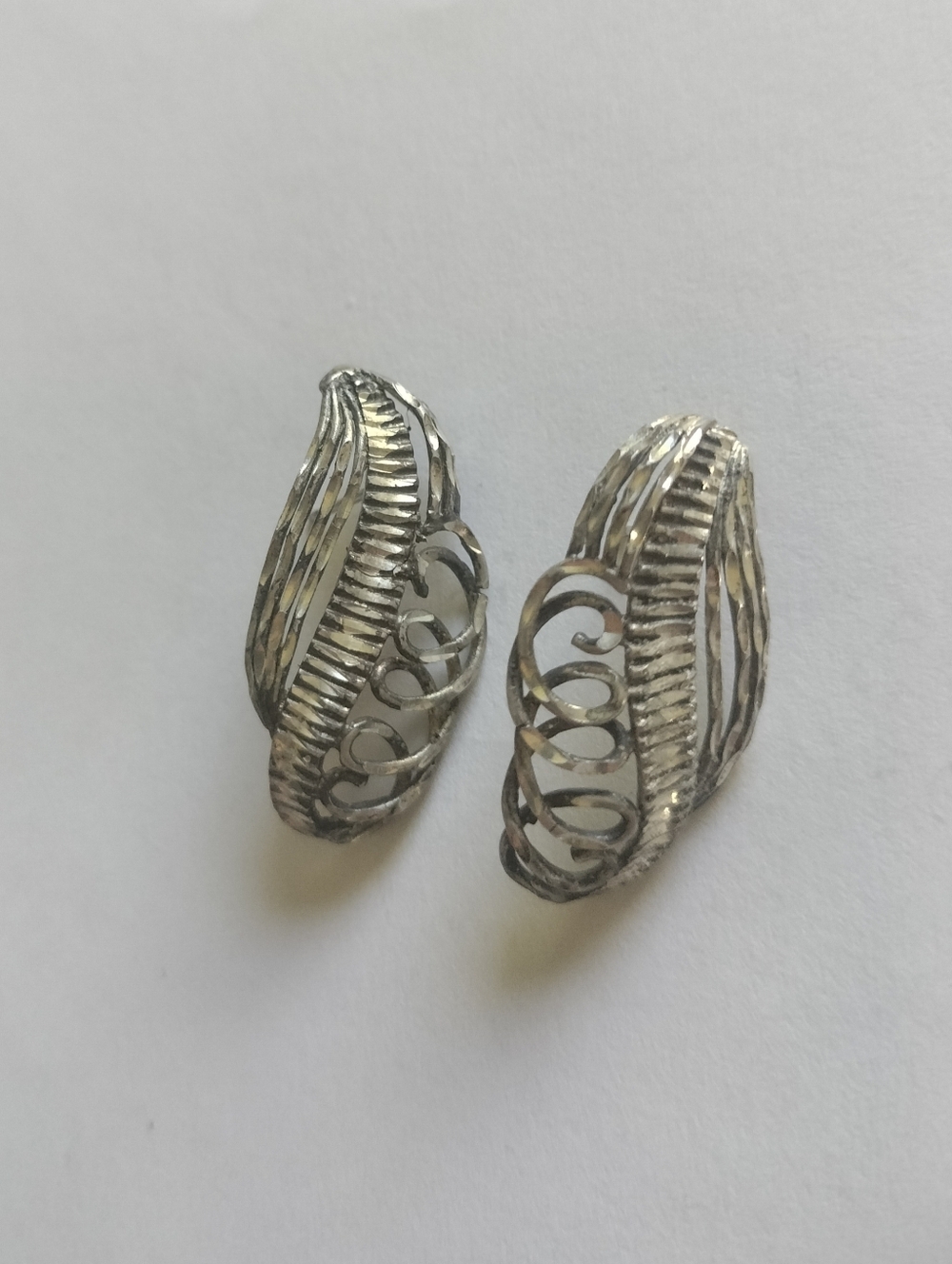Antique Diamond Cut Sterling Earrings